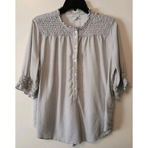 Sundance Gray Striped Blouse with Button Front